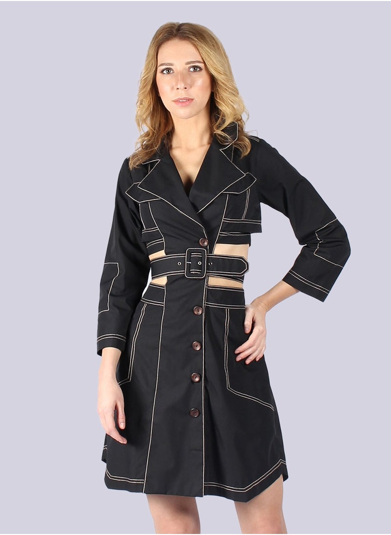 NIVA FASHION HOUSE - Amsterdam - Black Long Sleeve Mini Dress - Image 1