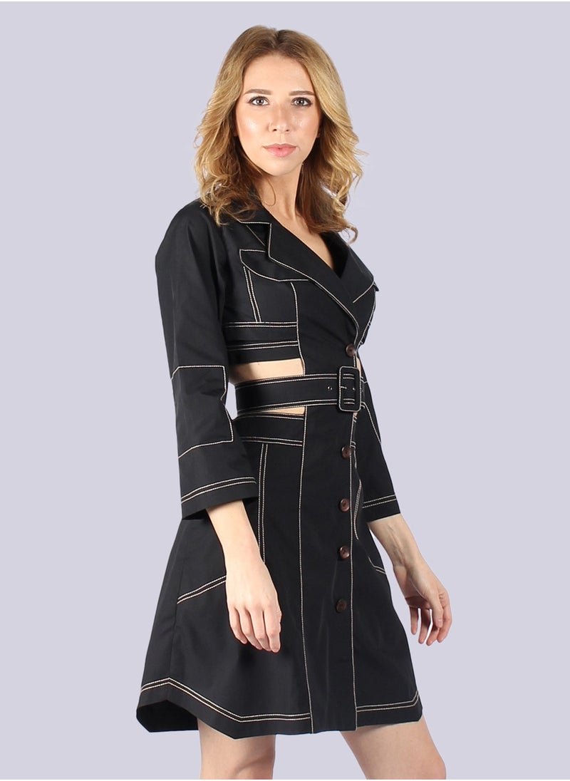NIVA FASHION HOUSE - Amsterdam - Black Long Sleeve Mini Dress - Image 1