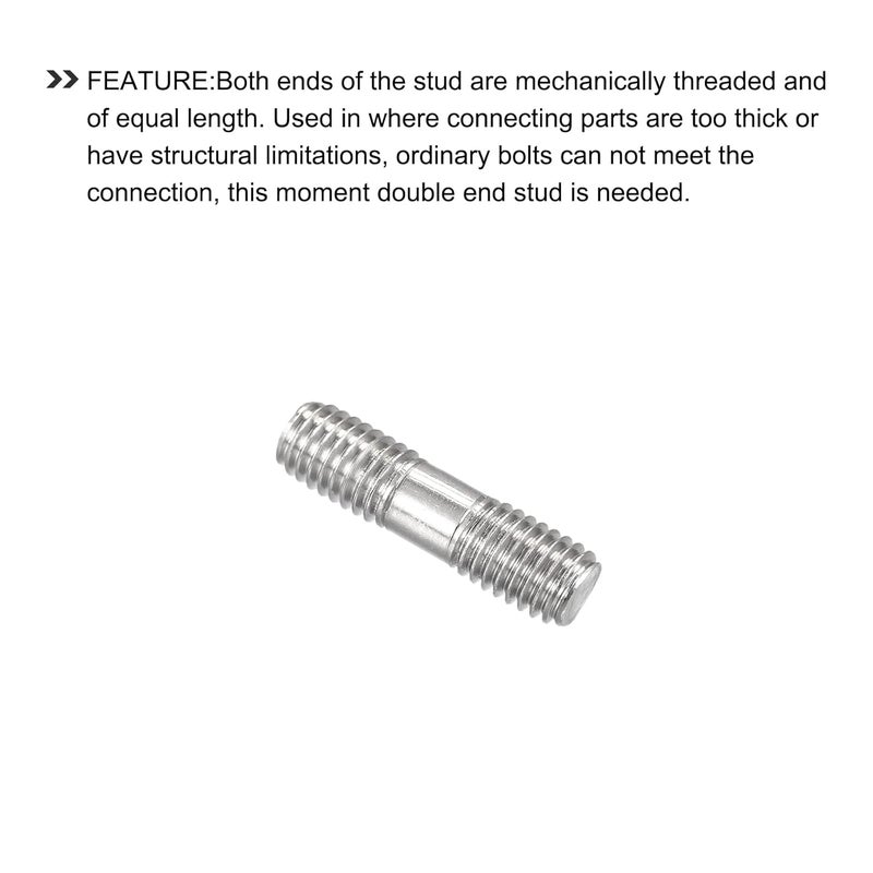 METALLIXITY Double Ended Stud Screws (M8 Thread 30mm Length) 5pcs, 304 Stainless Steel Dual Threaded Rod Bolts - for House Maintenance - Image 4