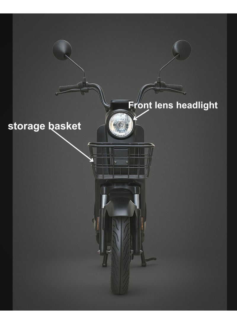 كاميل دراجة كهربائية ITQ-6 Pro للبالغين، بقدرة 600 واط، إطارات مقاس 14 بوصة، مدى يصل إلى 100 كم، مزودة بسلة ومرايا، باللون الأسود. - Image 3