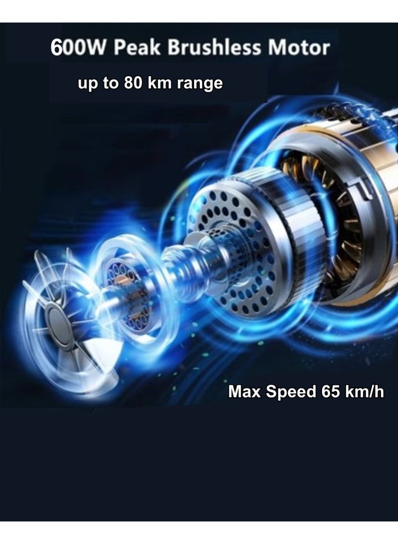 كاميل دراجة كهربائية ITQ-6 Pro للبالغين، بقدرة 600 واط، إطارات مقاس 14 بوصة، مدى يصل إلى 100 كم، مزودة بسلة ومرايا، باللون الأسود. - Image 5