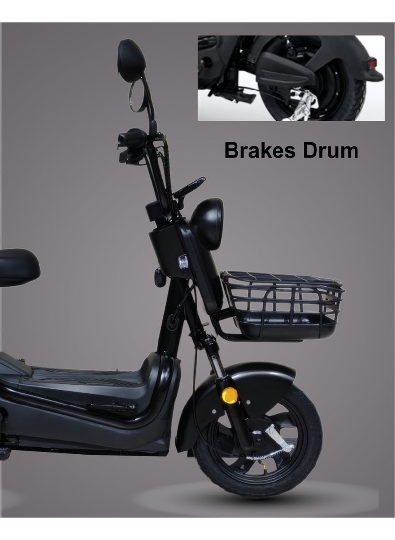 كاميل دراجة كهربائية ITQ-6 Pro للبالغين، بقدرة 600 واط، إطارات مقاس 14 بوصة، مدى يصل إلى 100 كم، مزودة بسلة ومرايا، باللون الأسود. - Image 2
