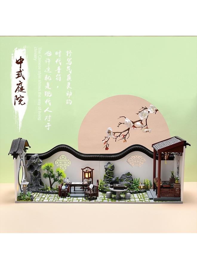 Bluejw Zhiqu House New Antique Style Cabin Emblem Courtyard Building Ink Chinese Style Handmade Puzzle Assembled Doll House - Image 3