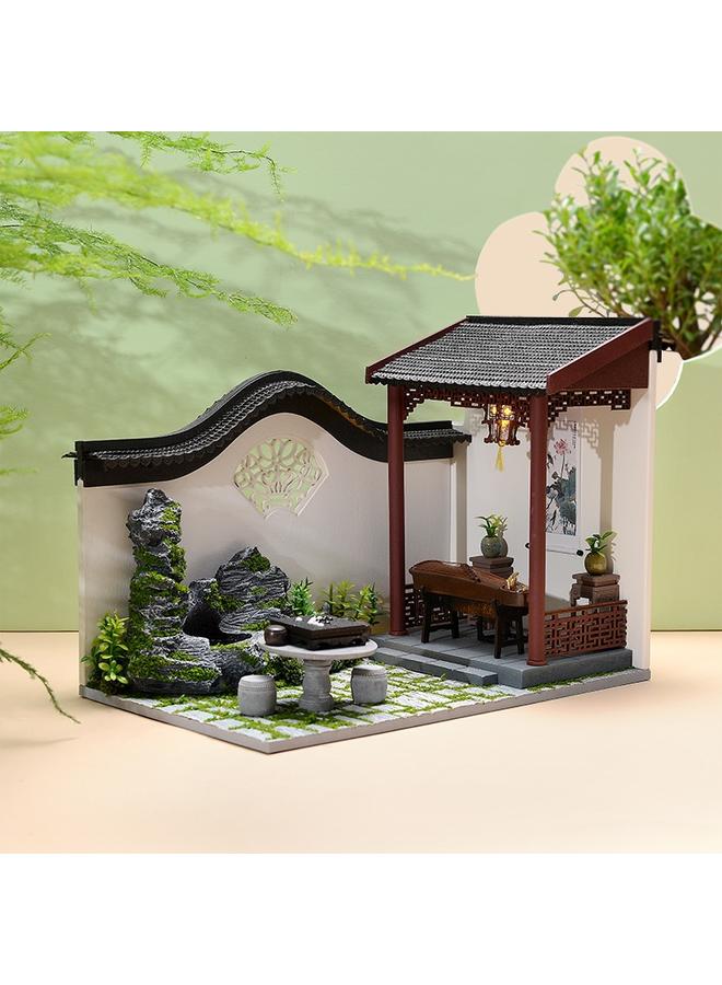 Bluejw Zhiqu House New Antique Style Cabin Emblem Courtyard Building Ink Chinese Style Handmade Puzzle Assembled Doll House - Image 4