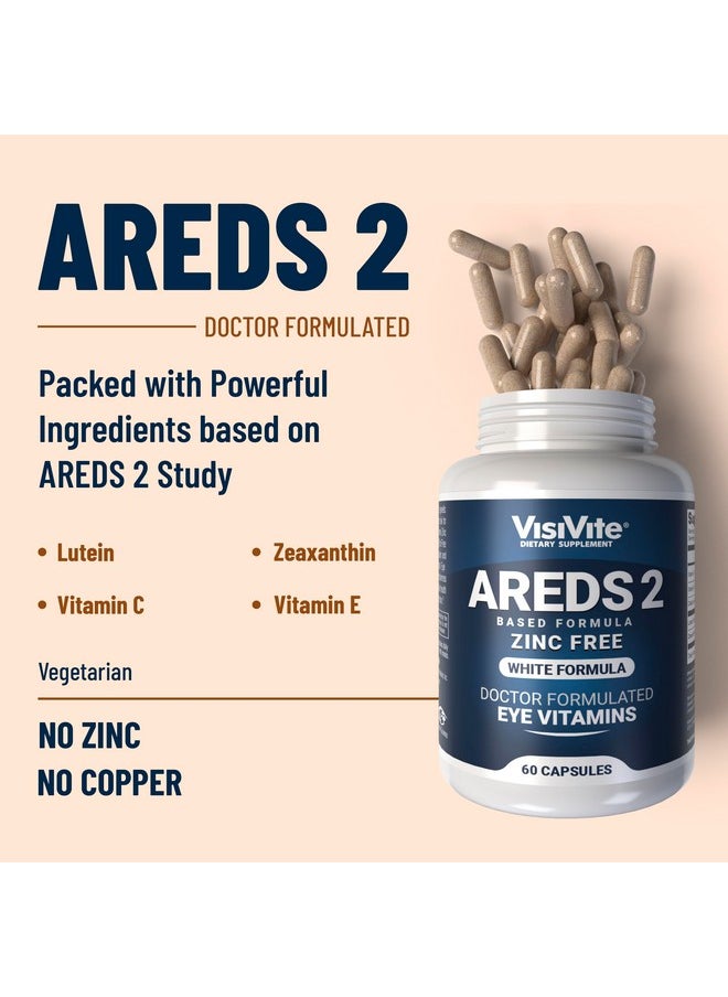 VisiVite - AREDS 2 Zinc Free White Eye Vitamins - Zeaxanthin Plus Lutein Macular Eye Vitamins - Soy-Free - Zinc and Copper Free Macular Health Formula - Pack of 3 - Image 1