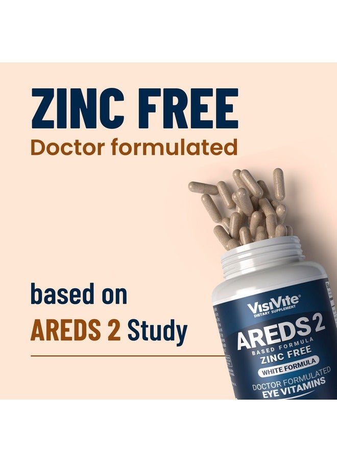 VisiVite - AREDS 2 Zinc Free White Eye Vitamins - Zeaxanthin Plus Lutein Macular Eye Vitamins - Soy-Free - Zinc and Copper Free Macular Health Formula - Pack of 3 - Image 1
