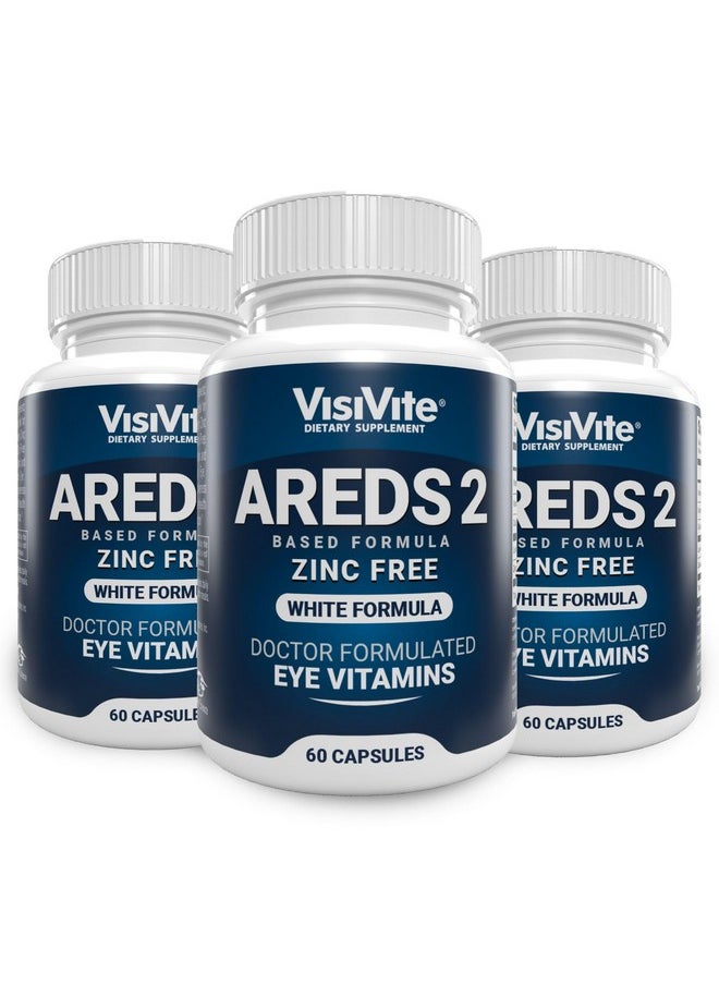 VisiVite - AREDS 2 Zinc Free White Eye Vitamins - Zeaxanthin Plus Lutein Macular Eye Vitamins - Soy-Free - Zinc and Copper Free Macular Health Formula - Pack of 3 - Image 1