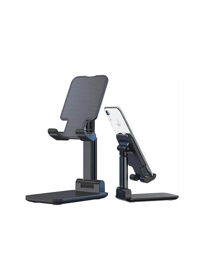 حامل هاتف قابل للطي والتعديل للمكتب – قاعدة شحن من الألومنيوم، متوافق مع الهواتف، التابلت، وأجهزة القراءة الإلكترونية (أسود) - Image 1