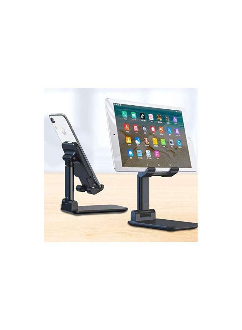 حامل هاتف قابل للطي والتعديل للمكتب – قاعدة شحن من الألومنيوم، متوافق مع الهواتف، التابلت، وأجهزة القراءة الإلكترونية (أسود) - Image 3