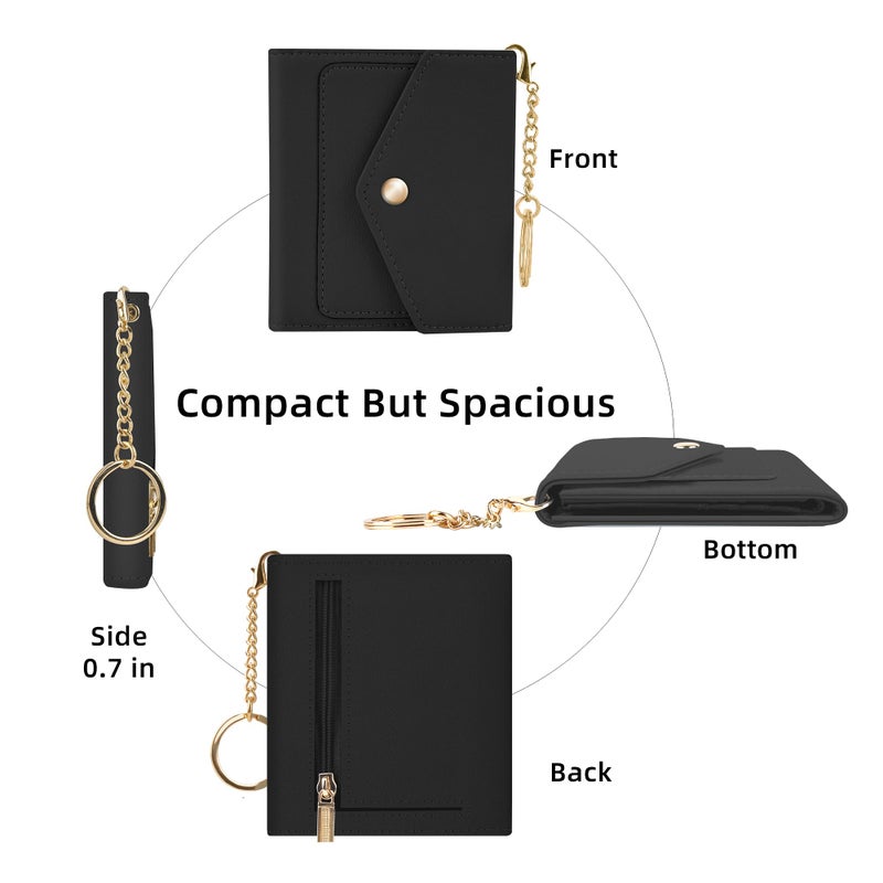 Gostwo Womens Wallet RFID Blocking Small Wallets Woman Credit Card Holder Trifold Ladies Wallets with Coins Zipper Pocket(Black) - Image 5