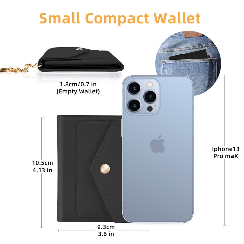 Gostwo Womens Wallet RFID Blocking Small Wallets Woman Credit Card Holder Trifold Ladies Wallets with Coins Zipper Pocket(Black) - Image 2
