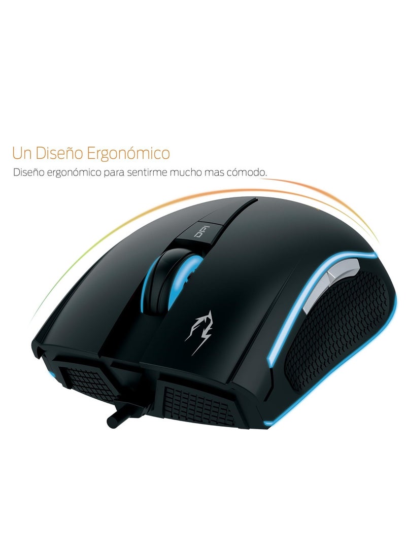 GAMDIAS - GAMDIAS ZEUS E2 Gaming Mouse with NYX E1 Mouse Mat - 6 Keys - Multi-color Lighting - Adjustable DPI-BLACK - Image 1