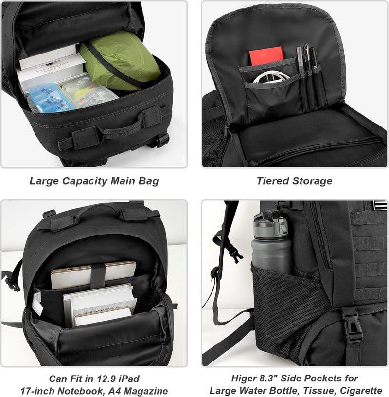 Jueachy Tactical Backpack for Men Hiking Day Pack Molle Military Rucksack Waterproof 30L EDC Bag with USA Flag Patch - Image 4