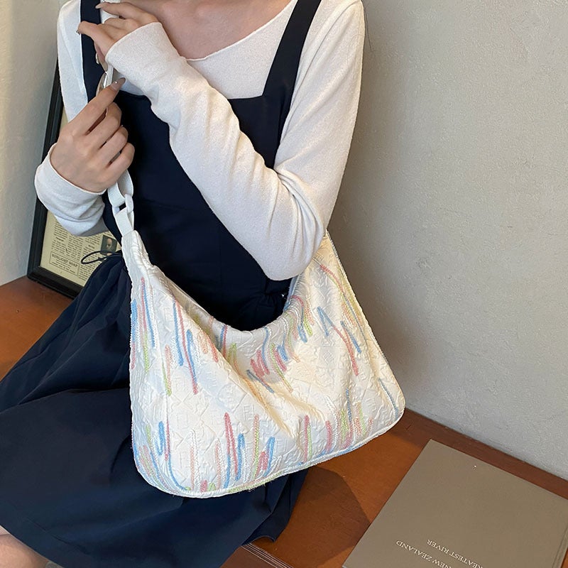 Niche Simple Shoulder Bag Women'S Style Western Style Casual Tote Bag Large Capacity Commuter School Bag Underarm Bag - Image 4