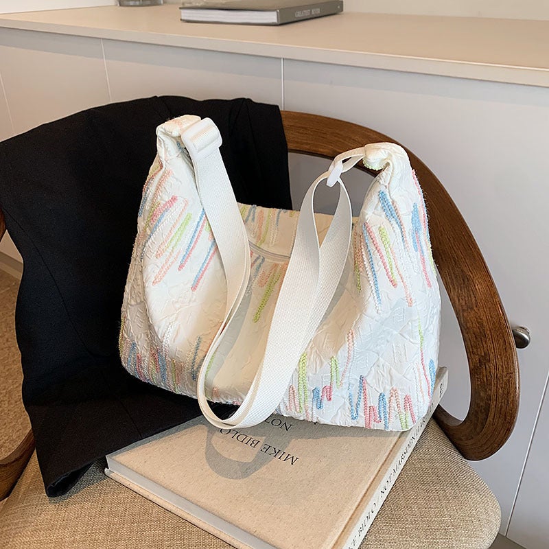 Niche Simple Shoulder Bag Women'S Style Western Style Casual Tote Bag Large Capacity Commuter School Bag Underarm Bag - Image 5