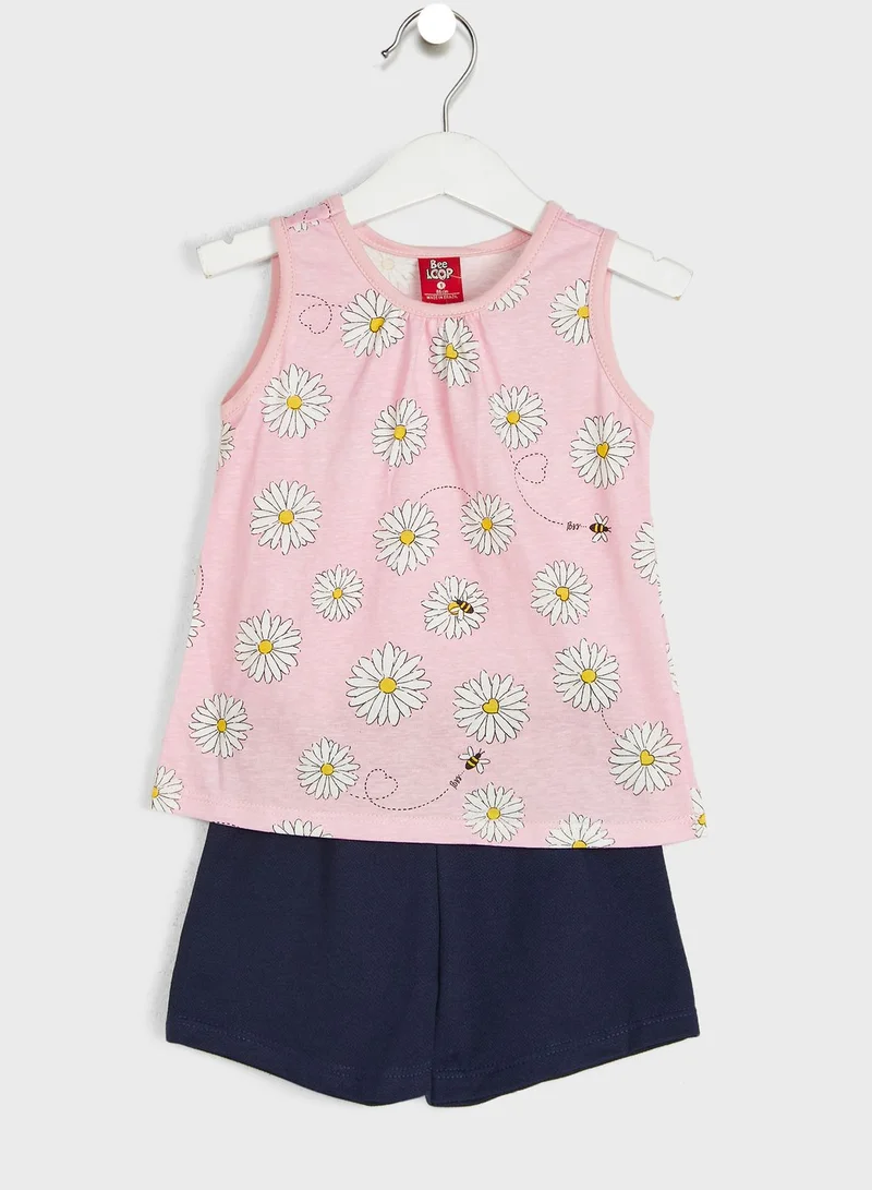 Bee Loop Infant Printed Tank Top And Shorts Set