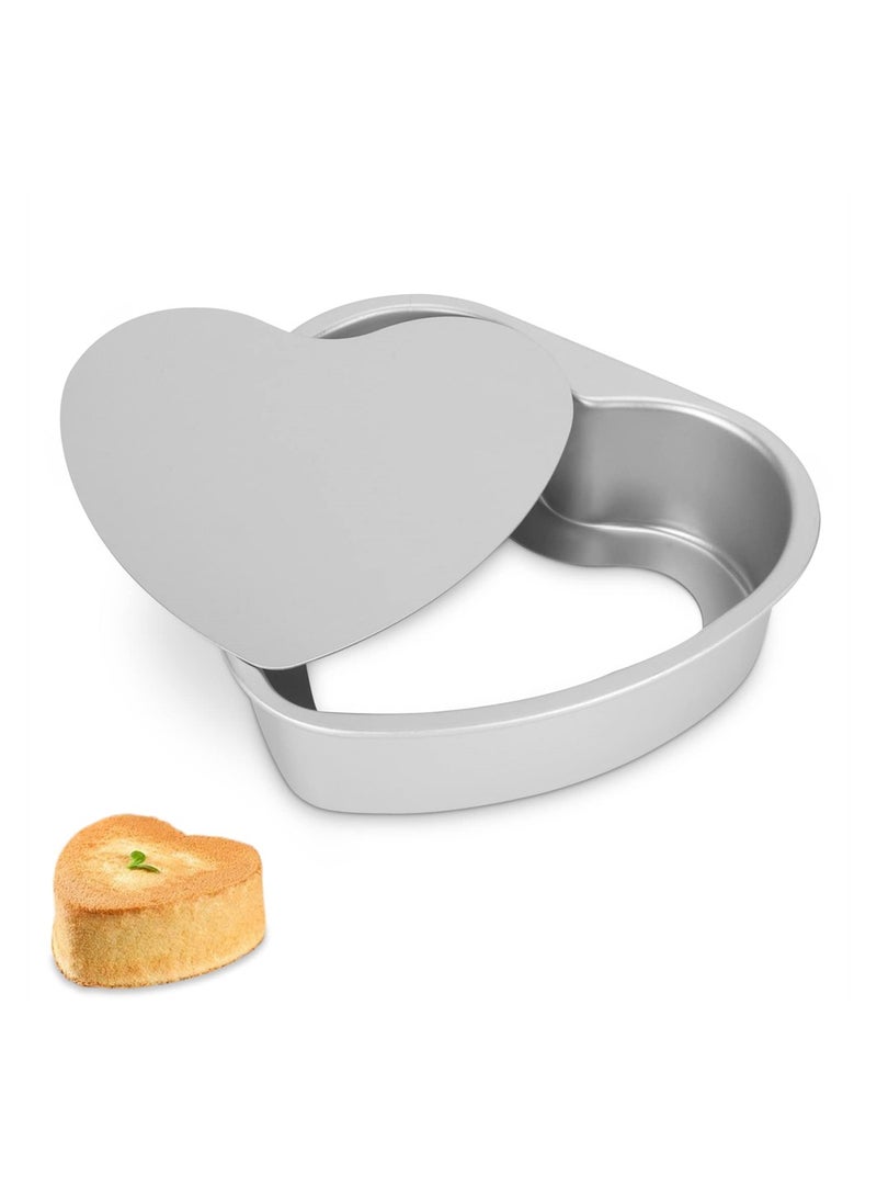 SYOSI Heart Shaped Cake Pan, 8 Inch Aluminium Cake Baking Pans, Muffin Cheesecake Mold Bakeware with Removable Bottom, Nonstick Heart Shaped Molds for Kitchen Birthday Wedding - Image 1