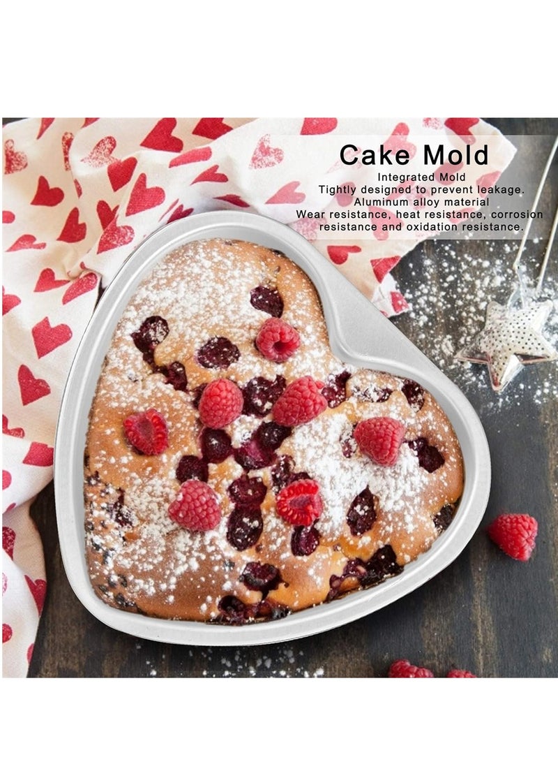 SYOSI Heart Shaped Cake Pan, 8 Inch Aluminium Cake Baking Pans, Muffin Cheesecake Mold Bakeware with Removable Bottom, Nonstick Heart Shaped Molds for Kitchen Birthday Wedding - Image 2