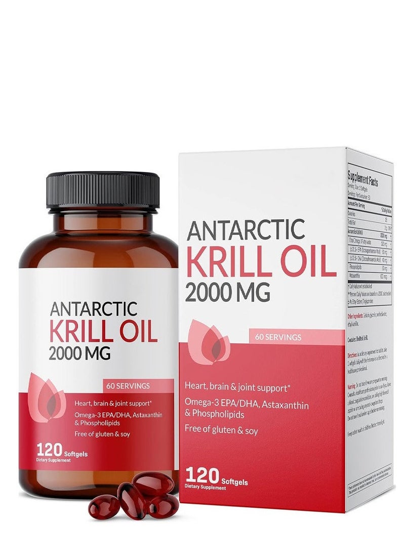 Wins Town Antarctic Krill Oil 2000mg with Astaxanthin, Omega-3s EPA, DHA and Phospholipids - 100% Pure Premium Krill Oil Heavy Metal Tested, Non GMO - 120 Softgels - Image 3
