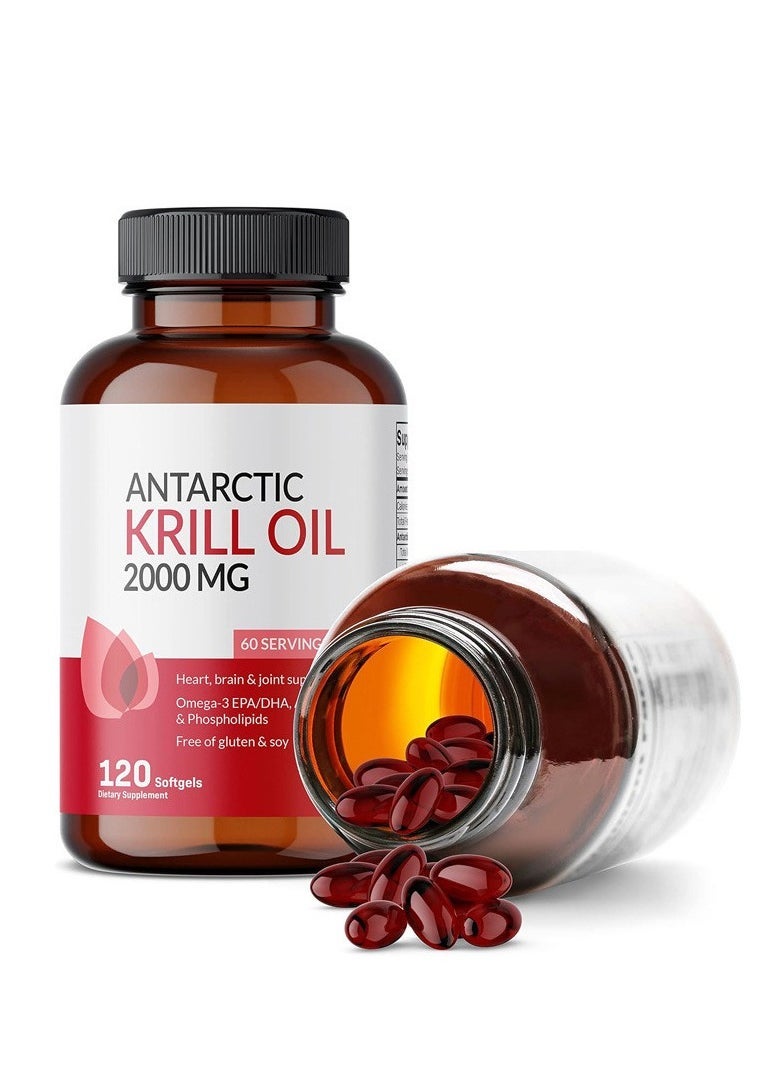 Wins Town Antarctic Krill Oil 2000mg with Astaxanthin, Omega-3s EPA, DHA and Phospholipids - 100% Pure Premium Krill Oil Heavy Metal Tested, Non GMO - 120 Softgels - Image 4