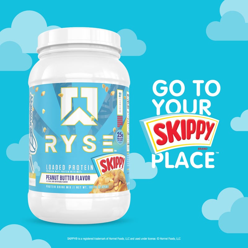 RYSE Up Supplements RYSE Loaded Protein Powder - Skippy Peanut Butter - 25g Whey Protein Isolate & Concentrate with Prebiotic Fiber & MCTs - Low Carb, Low Sugar, Digestive-Friendly - 27 Servings / 2 lb Tub - Image 5