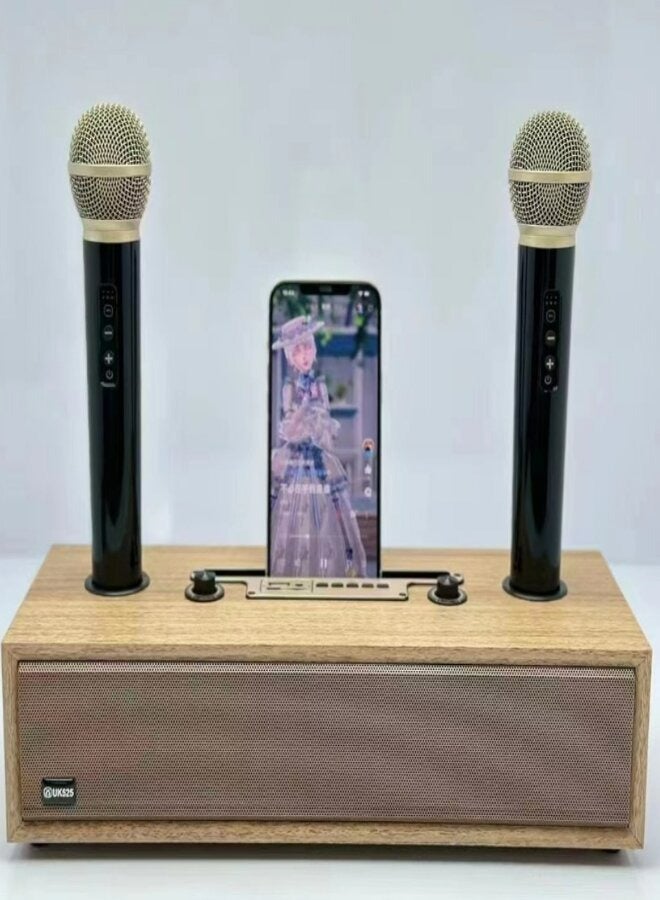 DKS525 Wireless Bluetooth Dual Microphone Karaoke Family KTV Portable 3D Stereo Speaker - Image 1