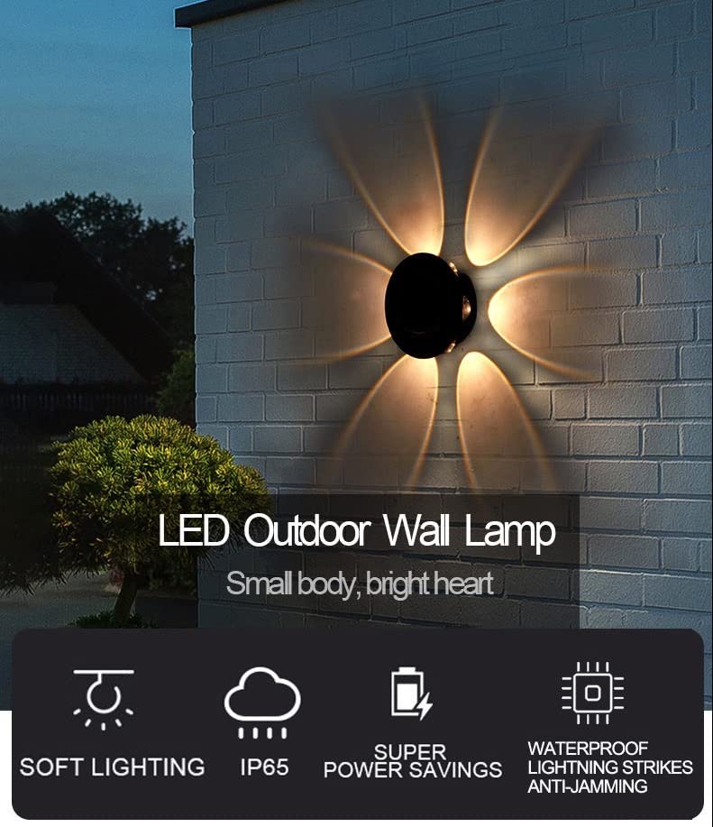 Groeien (Pack of 4) 12 Watts Waterproof LED Round Shape Six Way Indoor Outdoor Exterior Wall Light (Warm White,Aluminium) - Image 3