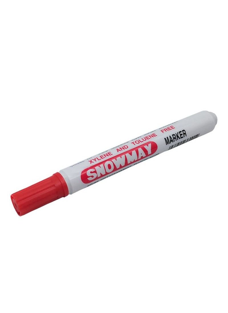 Snowman - Snowmay Marker Pen Chisel Tip Instant Dry Waterproof Writing Xylene Toluene Free 12 Pcs Pack RED Color - Image 1