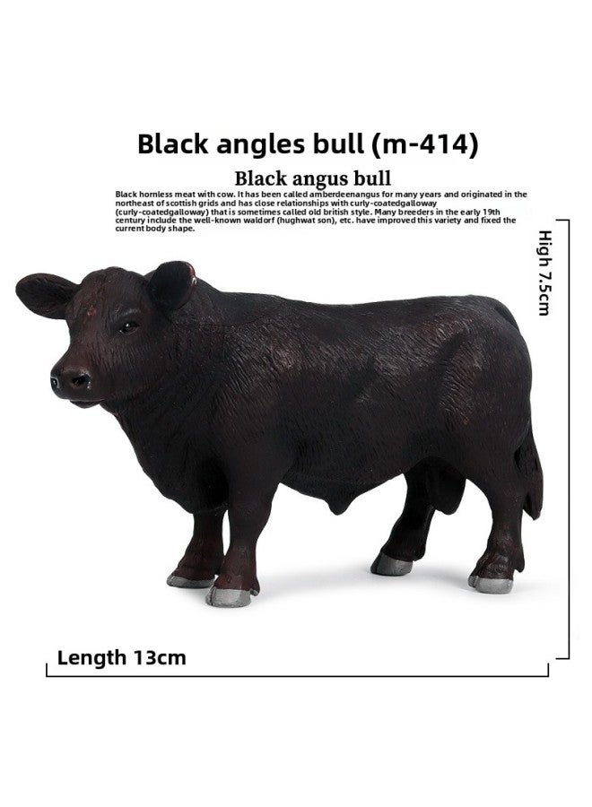 Simulation Solid Wild Animal Model Children's Science And Education Toys Poultry Ranch Farm Cows Cattle Buffalo Ornaments-Color:Ox-414 Black Angus Bull 【0.162kg】】 - Image 1