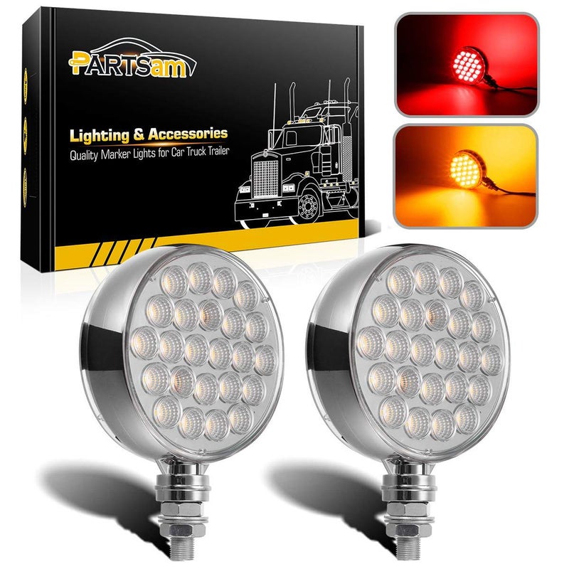 أضواء قاعدة LED مزدوجة الوجه 2 قطعة من بارسوم مع عدسة شفافة 48 LED لمقطورات الشاحنات 1030 فولت