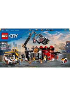 LEGO City Scrapyard with Cars - Construction Toy with Crusher, Crane, 2 Car Toys, 4 Worker Minifigures & an Office Building - Birthday Gifts for 8+ Year Old Boys & Girls - 60472 (871 pieces)  - Image 2