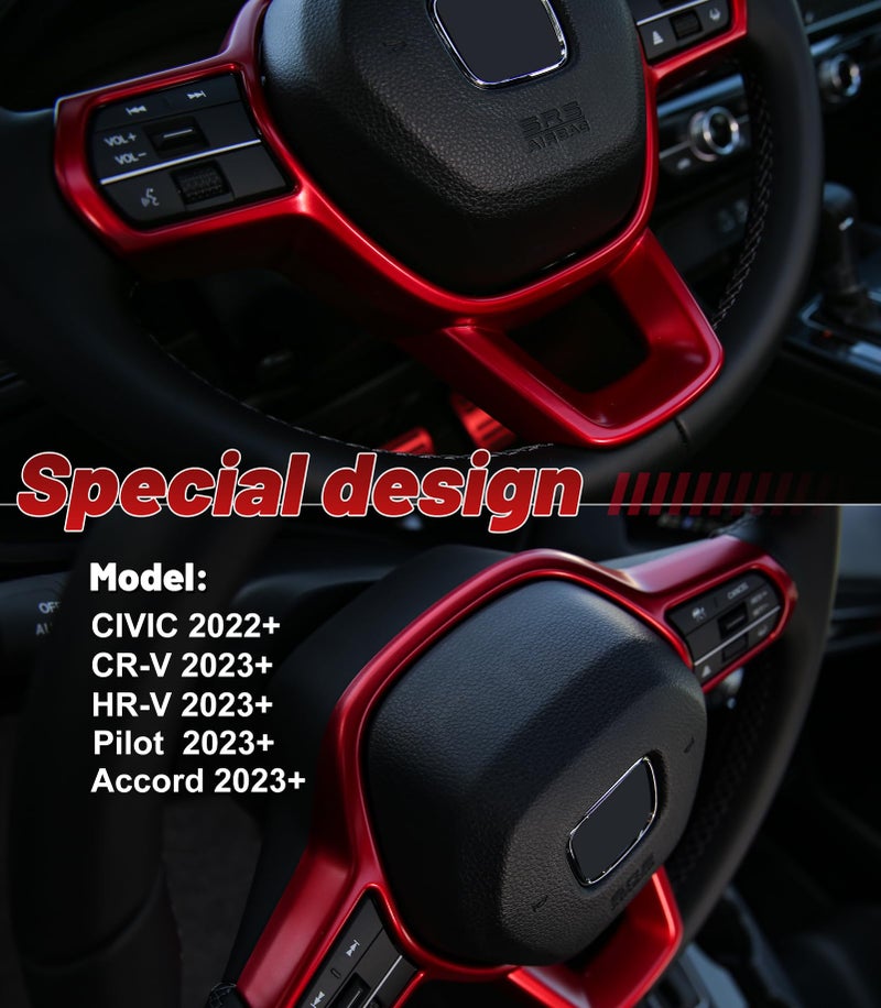 Thenice ثينيس لملحقات الجيل الحادي عشر من سيفيك زينة داخلية متوافقة مع هوندا سيفيك 2022-2026، CR-V/HR-V/أكورد 2023-2026 - أحمر - Image 2