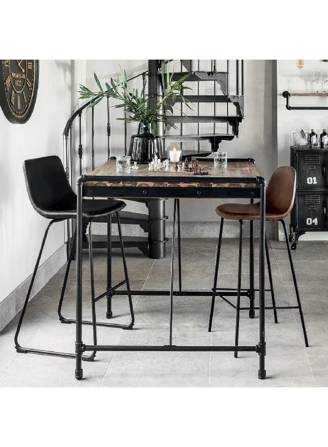 atmosphera Lois Elegant Design Polyurethane Adjustable Bar Chair Black 101.5 x 34.5 x 40.5 cm 156926A