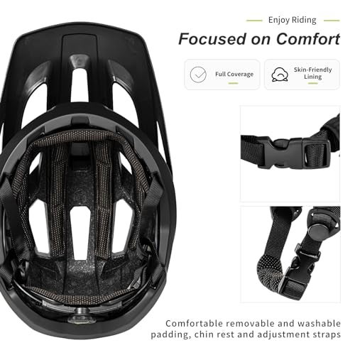 BATFOX خوذة دراجة BATFOX خوذات دراجات جبلية للرجال والنساء البالغين خوذة دراجة MTB (أسود أخضر، L(55-59CM)) - Image 4