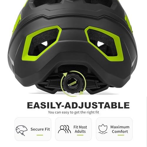 BATFOX خوذة دراجة BATFOX خوذات دراجات جبلية للرجال والنساء البالغين خوذة دراجة MTB (أسود أخضر، L(55-59CM)) - Image 3