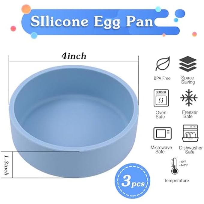 ZHYEEDAA 3Pcs Air Fryer Egg Mold Silicone Air Fryer Accessories Individual Egg Bite Maker Reusable Egg Molds Microwave Egg Cooker Bpa Free Dishwasher Safe - Image 3