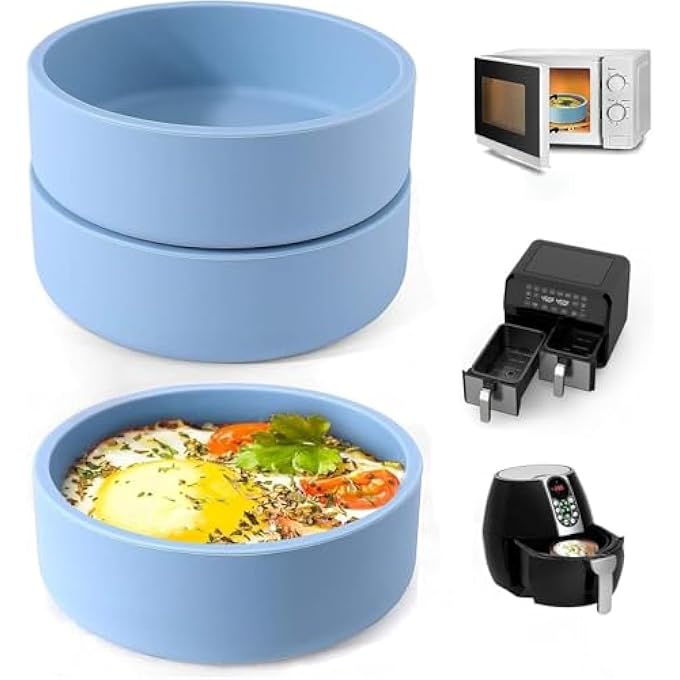 ZHYEEDAA 3Pcs Air Fryer Egg Mold Silicone Air Fryer Accessories Individual Egg Bite Maker Reusable Egg Molds Microwave Egg Cooker Bpa Free Dishwasher Safe - Image 2