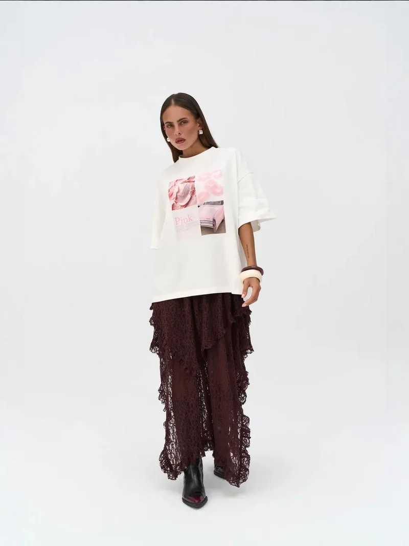 Mai Collection MAI STUDIOS Ice Cream Oversize White T-Shirt