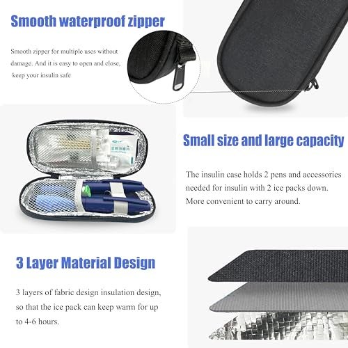 CDBXPRG Insulin Pen Cooler Travel Case with TSA Approved Ice Packs,Diabetic Medication Insulated Cool Organizer,Insulin Pen and Other Diabetic Supplies, for the Daily Life and Trip Black - Image 4
