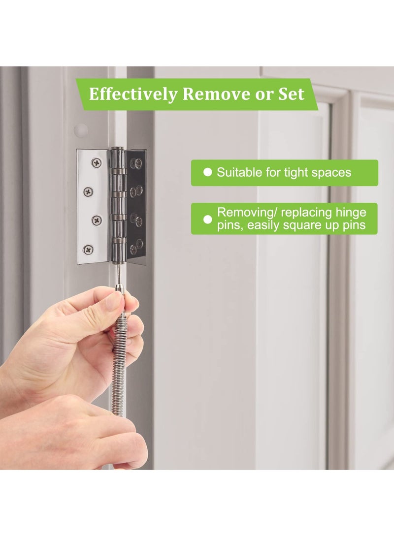 سيوسي 2 قطعة مسمار مزدوج الرأس ومفصلة دبوس لكمة، 1/32 بوصة و1/16 بوصة AngleKai Hammerless رأس مزدوج مسمار لكمة 3500 رطل لكل بوصة مربعة قوة ضرب الباب المفصلي أداة إزالة الدبوس - Image 4