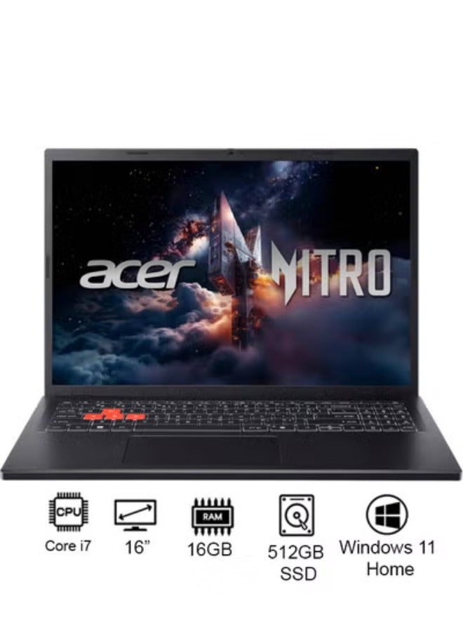 Acer Nitro Lite 16 Gaming Laptop 13th Gen Intel Core i7-13620H 10 Cores Upto 4.9GHz/16GB DDR5 RAM/512GB SSD Storage/6GB NVIDIAÂ®GeForceÂ®RTX 4050 Graphics/16" WUXGA IPS 165Hz Display/W11/WiFi-6/Backlit KB/Thunderbolt 4/ English/Arabic Keyboard English Shale Black - Image 1