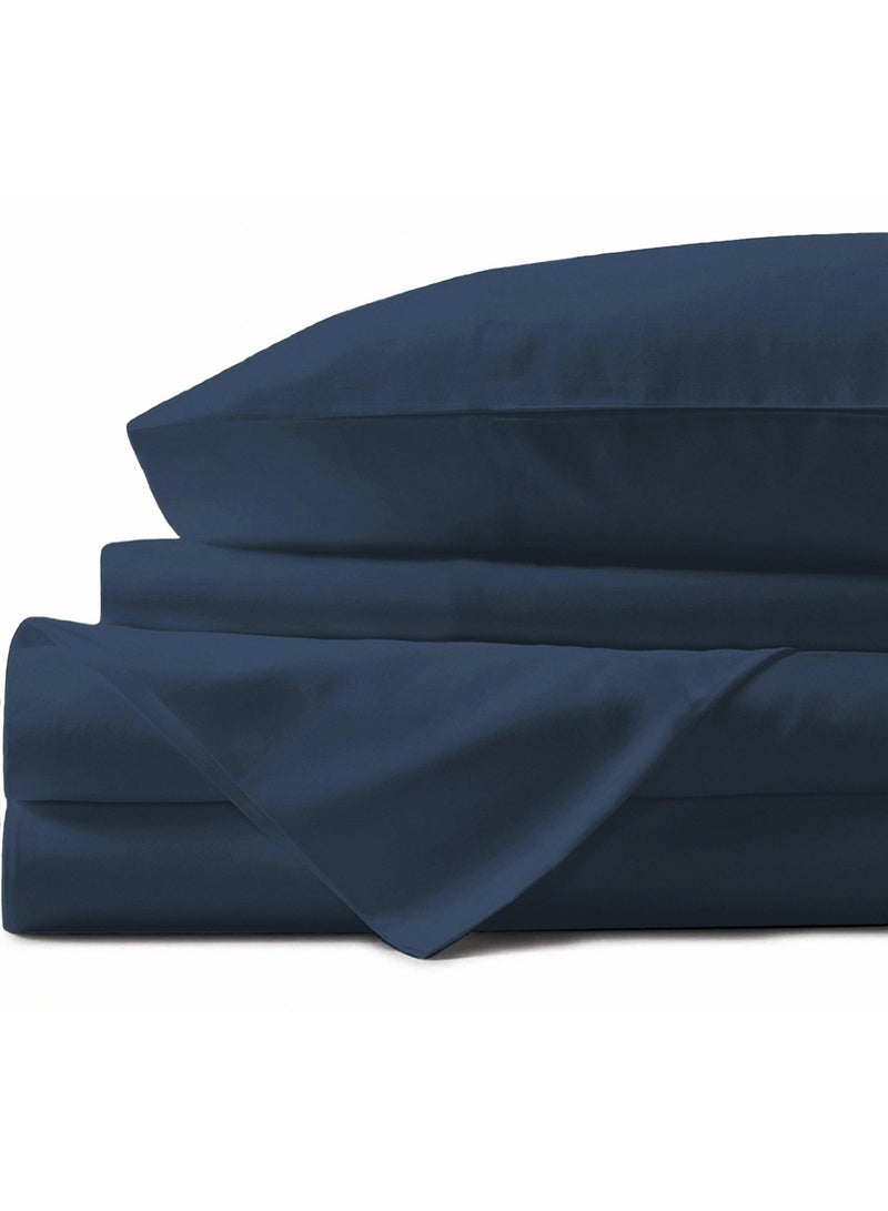 Lavish Touch Thread Count - 100% Cotton Double Brushed Flannel Sheet Set - 170 GSM Heavyweight, Deep Pockets, Pre-Shrunk & Anti-Pill, All Around Elastic – Twin - Indigo - Image 1