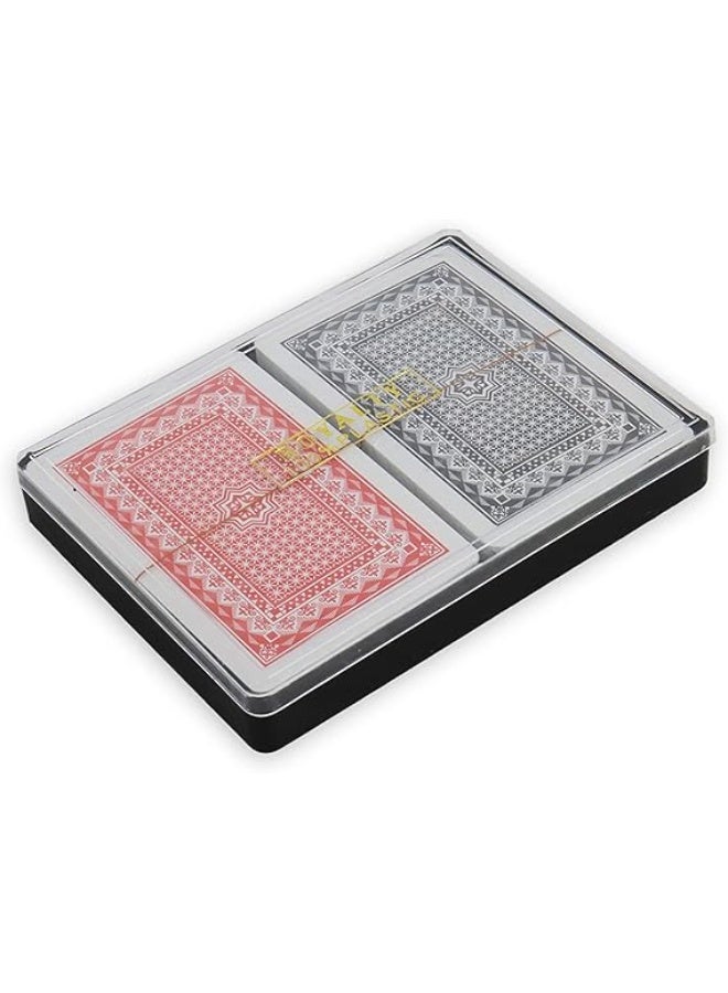 أوراق لعب شدة رويال طقمان فاخران للمرح العائلي وجمعات الأصدقاء - مجموعة البلوت (الكوتشينة)  عالية الجودة مقاومة للانثناء مع علبة تخزين مثالية للسفر - Image 1