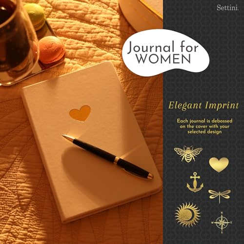 SETTINI Lined Journal, Ideal for Journaling - A5 Vegan Leather Notebook, 192 Archival-Quality Pages, QuillEase Bleed-Free Paper, Inner Pocket & Bookmark - Christmas Gifts, White Heart - Image 4