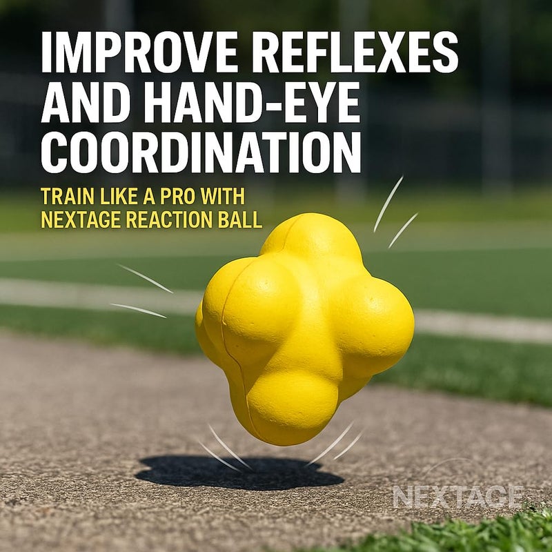 Nextage Rubber Reaction Ball – High Bounce Reflex Sports Training Equipment, Agility Speed Hand Eye Coordination, Bouncing Multi Directional Reaction Ball for Cricket Boxing Badminton Tennis - Image 5