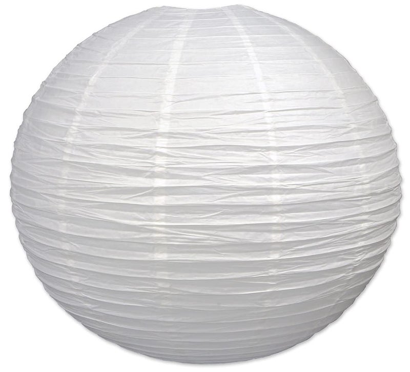 Beistle Jumbo Paper Lantern White Hanging Decorations with Metal Support  Transparent Cord for Weddings Graduation Parties  Special Events 30 - Image 1