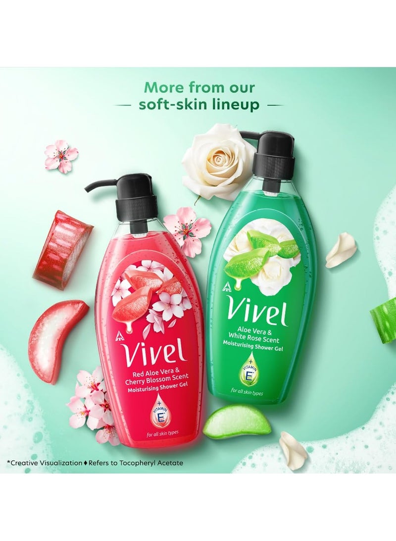 Vivel Aloe Vera & White Rose Scent Shower Gel, 895 ml, Moisturizing Body Wash, with Plant based Cleansers, - Image 4