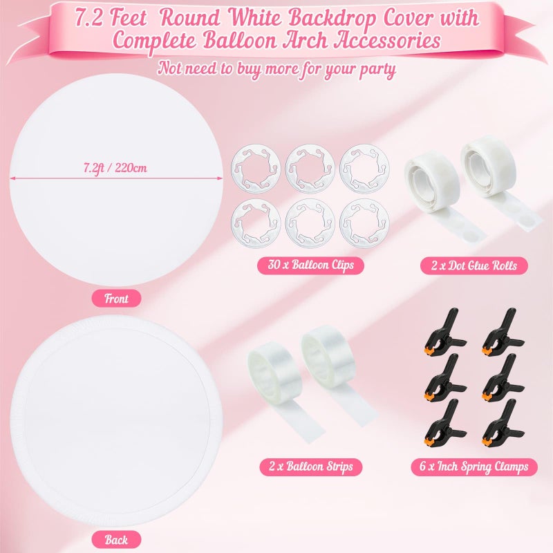 Tidponra White Round Backdrop Cover 7.2ft- Adjustable Polyester Circle Arch Backdrop Cover for Wedding Birthday Party Photography Decoratio - Image 3