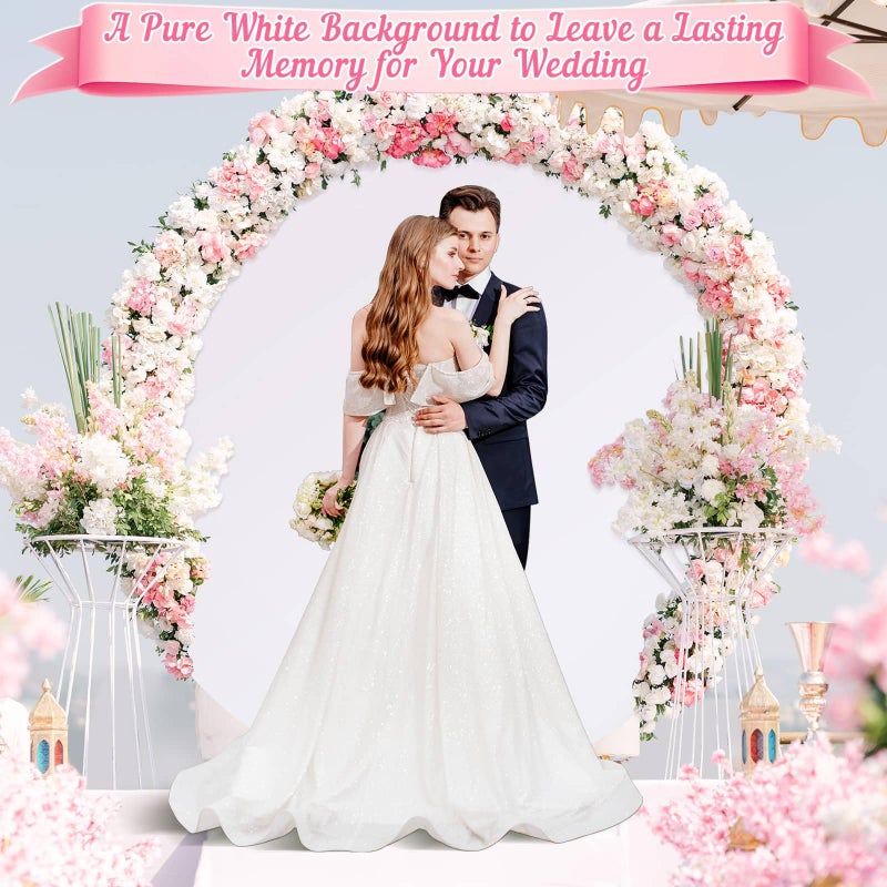Tidponra White Round Backdrop Cover 7.2ft- Adjustable Polyester Circle Arch Backdrop Cover for Wedding Birthday Party Photography Decoratio - Image 2
