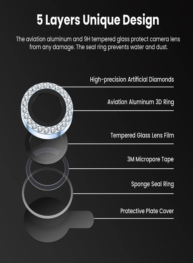 Tensea for iPhone 13 Pro/iPhone 13 Pro Max Camera Lens Protector Bling, Protection Camera Cover Tempered Glass Screen Protector Diamond Metal Individual Ring for 13Pro 6.1" / 13 ProMax 6.7 inch 2021 - Image 5